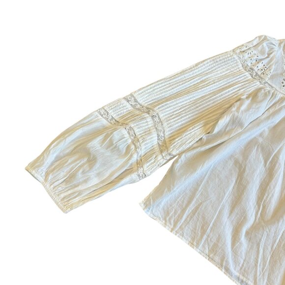 LoveShackFancy Badyn Blouse Shirt Button-Down Long Sleeve Boho White Size Large - Picture 5 of 15